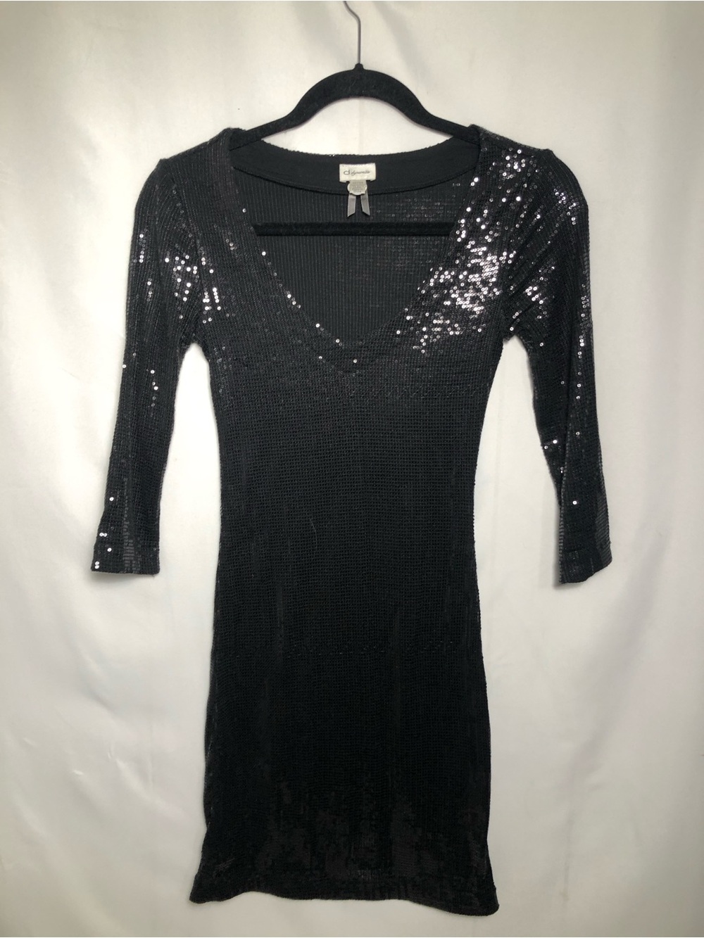 Womens Black Sequins Dress. Size XS.